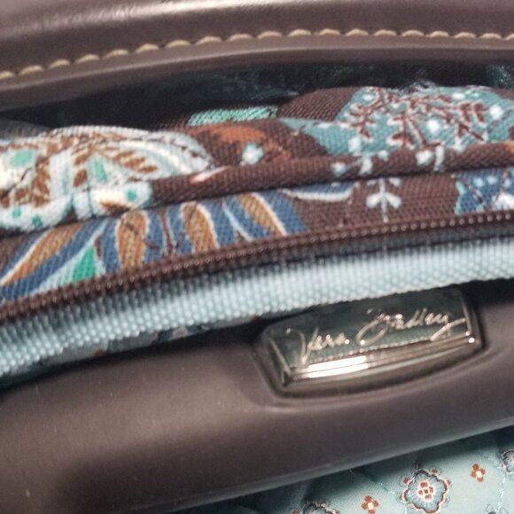 Vera Bradley 19-20" Java Blue Brown Carry-On Rolling Suitcase w/Tolietry Bag - Picture 12 of 12